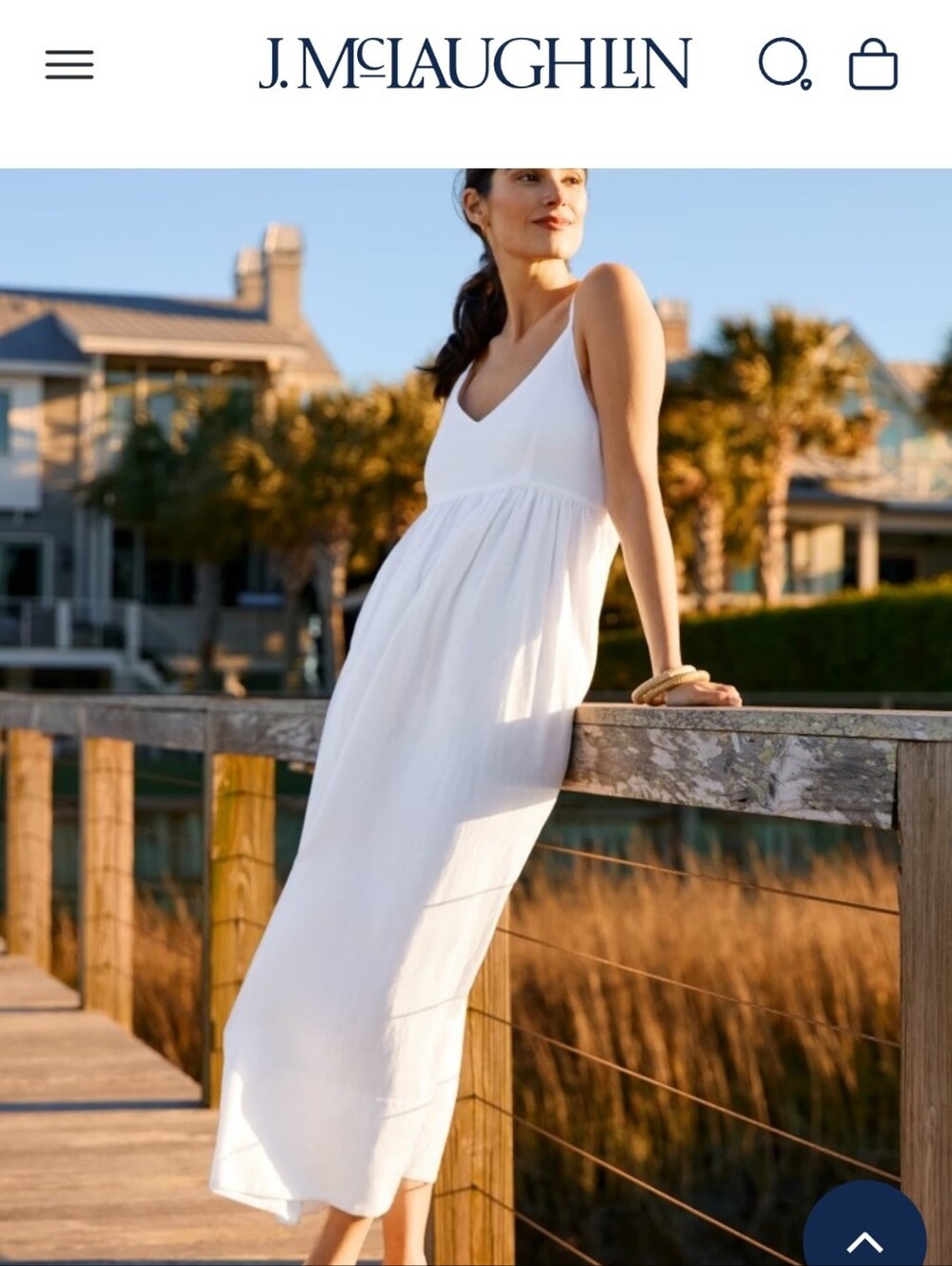 NWT J. McLaughlin Wendy White V-Neck Sleeveless Cotton Linen Midi Maxi Dress S